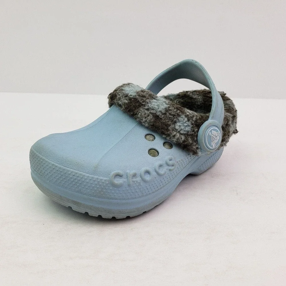 Crocs Classic Lined Toddler Boys Size 6-7c Blue Slip On Comfort Shoes